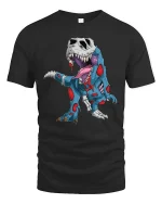 Zombie T Rex Skeleton Graphic T Shirt Funny Dino Horror Tee - black t-shirt on white background