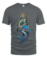 King Shark Crown T Shirt Bold Ocean Streetwear Style - gray t-shirt on white background