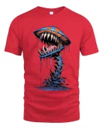 Trippy Monster Mushroom T Shirt Psychedelic Street Art Style - red t-shirt on white background
