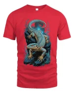 Blue Lizard Night Art T Shirt Mystical Reptile Graphic Tee - red t-shirt on white background