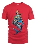 King Shark Crown T Shirt Bold Ocean Streetwear Style - red t-shirt on white background