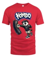 Funny Boxing Panda Kombo Graphic T Shirt Street Style Tee - red t-shirt on white background