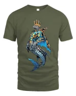 King Shark Crown T Shirt Bold Ocean Streetwear Style - military green t-shirt on white background