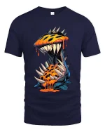 Spiky Monster Burst Graphic T Shirt Wild Creature Art Tee - navy t-shirt on white background