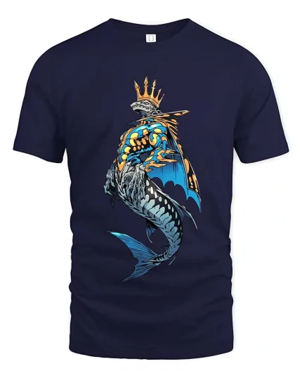 King Shark Crown T Shirt Bold Ocean Streetwear Style - navy t-shirt on white background