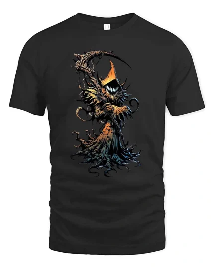 Dark Forest Reaper T Shirt Creepy Tree Grim Graphic Art - black t-shirt on white background