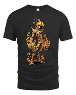 Flaming Monster T Shirt Creepy Fire Creature Graphic Tee - black t-shirt on white background