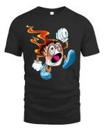 Crazy Running Sushi T Shirt Funny Fire Roll Cartoon Vibes - black t-shirt on white background