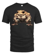Buff Frog T Shirt Funny Muscular Toad Gym Cartoon Vibes - black t-shirt on white background