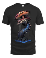 Creepy Mushroom Monster T Shirt Dark Fantasy Fungus Art - black t-shirt on white background