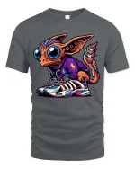 Cute Alien Streetwear T Shirt Big Eyes Sneaker Style Art - gray t-shirt on white background