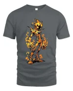 Flaming Monster T Shirt Creepy Fire Creature Graphic Tee - gray t-shirt on white background