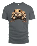 Buff Frog T Shirt Funny Muscular Toad Gym Cartoon Vibes - gray t-shirt on white background