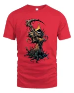 Dark Forest Reaper T Shirt Creepy Tree Grim Graphic Art - red t-shirt on white background