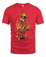 Flaming Monster T Shirt Creepy Fire Creature Graphic Tee - red t-shirt on white background