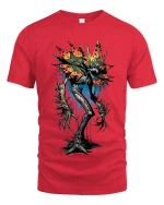 Creepy Flower Monster T Shirt Dark Horror Plant Graphic - red t-shirt on white background