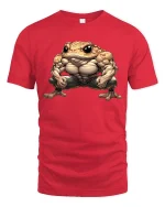 Buff Frog T Shirt Funny Muscular Toad Gym Cartoon Vibes - red t-shirt on white background