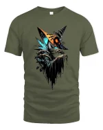 Dark Wizard Creature T Shirt Spooky Fantasy Mage Graphic - military green t-shirt on white background