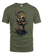 Dark Forest Reaper T Shirt Creepy Tree Grim Graphic Art - military green t-shirt on white background