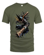 Dark Warrior Hammer T Shirt Gothic Fantasy Fighter Tee - military green t-shirt on white background