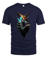 Dark Wizard Creature T Shirt Spooky Fantasy Mage Graphic - navy t-shirt on white background