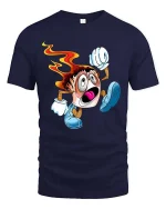 Crazy Running Sushi T Shirt Funny Fire Roll Cartoon Vibes - navy t-shirt on white background