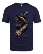 Dark Warrior Hammer T Shirt Gothic Fantasy Fighter Tee - navy t-shirt on white background