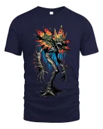 Creepy Flower Monster T Shirt Dark Horror Plant Graphic - navy t-shirt on white background