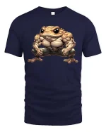 Buff Frog T Shirt Funny Muscular Toad Gym Cartoon Vibes - navy t-shirt on white background