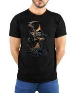 Dark Forest Reaper T Shirt Creepy Tree Grim Graphic Art - model wearing black tee with hands behind back