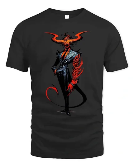 Devil Gentleman T Shirt Dark Elegant Demon Graphic Art - black t-shirt on white background