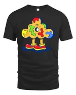 Abstract Blob T Shirt Colorful Cartoon Fun Graphic Art - black t-shirt on white background