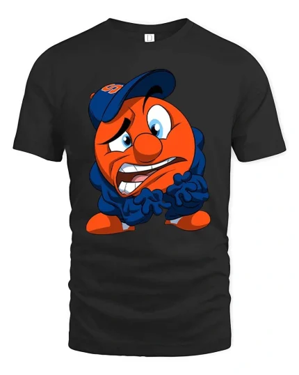 Funny Nervous Cartoon T Shirt Anxious Cute Character Art - black t-shirt on white background