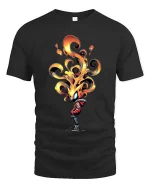 Fire Head T Shirt Cool Flame Character Streetwear Art - black t-shirt on white background