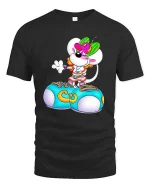 Cute Mouse T Shirt Cartoon Street Style Fun Graphic Art - black t-shirt on white background