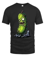 Zombie Pickle T Shirt Funny Creepy Horror Cartoon Art - black t-shirt on white background