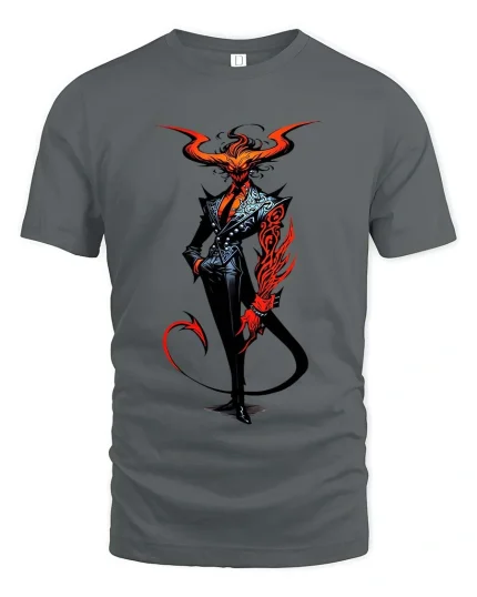 Devil Gentleman T Shirt Dark Elegant Demon Graphic Art - gray t-shirt on white background