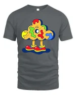 Abstract Blob T Shirt Colorful Cartoon Fun Graphic Art - gray t-shirt on white background