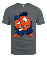 Funny Nervous Cartoon T Shirt Anxious Cute Character Art - gray t-shirt on white background