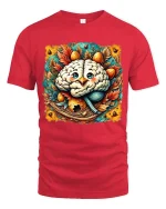 Cute Brain Bird Nest T Shirt Whimsical Nature Art Design - red t-shirt on white background