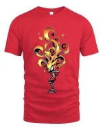 Fire Head T Shirt Cool Flame Character Streetwear Art - red t-shirt on white background