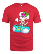 Cute Mouse T Shirt Cartoon Street Style Fun Graphic Art - red t-shirt on white background