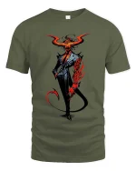 Devil Gentleman T Shirt Dark Elegant Demon Graphic Art - military green t-shirt on white background