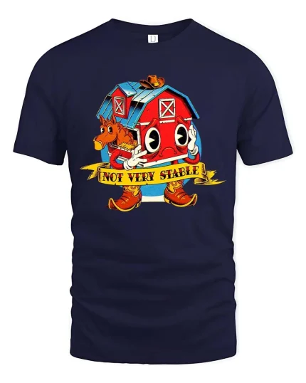 Not Very Stable T Shirt Funny Chaos Cartoon Graphic - navy t-shirt on white background