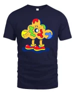 Abstract Blob T Shirt Colorful Cartoon Fun Graphic Art - navy t-shirt on white background