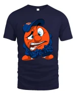 Funny Nervous Cartoon T Shirt Anxious Cute Character Art - navy t-shirt on white background
