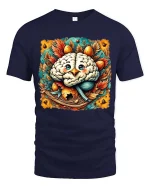 Cute Brain Bird Nest T Shirt Whimsical Nature Art Design - navy t-shirt on white background