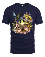 Funny Viking Duck T Shirt Cartoon Warrior Humor Design - navy t-shirt on white background