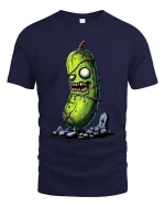 Zombie Pickle T Shirt Funny Creepy Horror Cartoon Art - navy t-shirt on white background