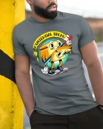 Existential Bread T Shirt Funny Dark Humor Cartoon Art - model wearing grey tee, leaning on column